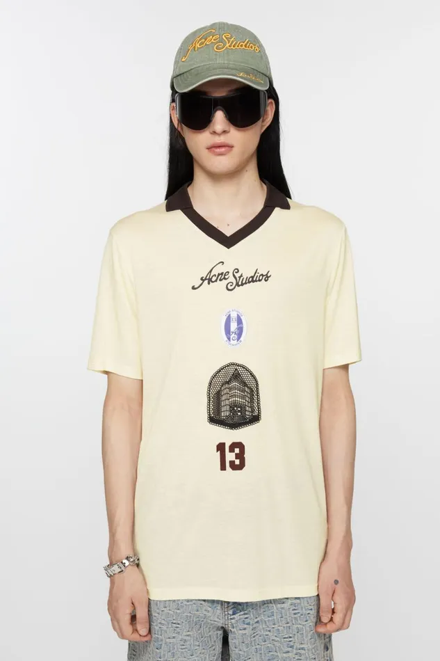 Men Logo Tshirt Ivory White Acne Studios Tshirts