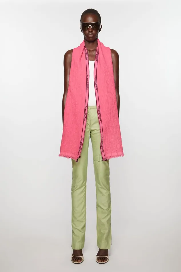 Men Logo Tape Scarf Pink Acne Studios Scarves