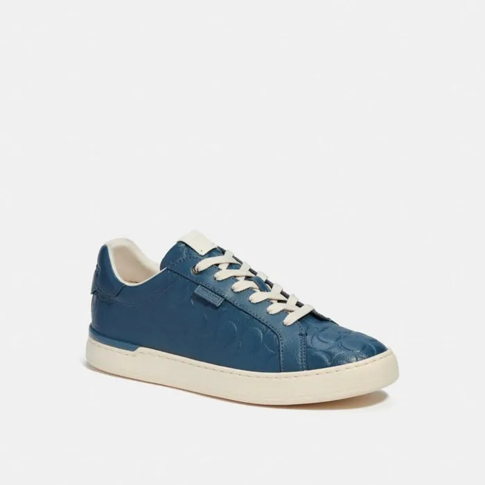 Men Lowline Low Top Sneaker In Signature Leather Dark Denim Coach Sneakers