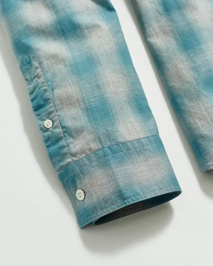 Men Melange Shadow Plaid Tuscumbia Shirt Greysmoke Blue Billy Reid Shirting