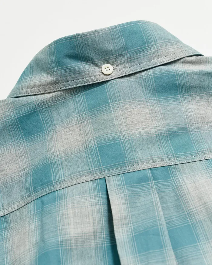 Men Melange Shadow Plaid Tuscumbia Shirt Greysmoke Blue Billy Reid Shirting