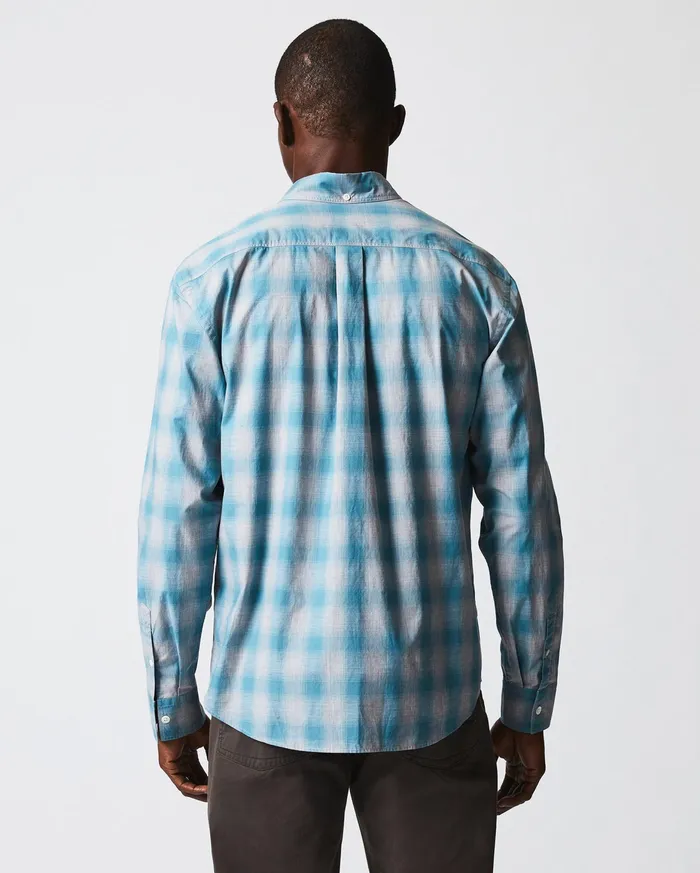 Men Melange Shadow Plaid Tuscumbia Shirt Greysmoke Blue Billy Reid Shirting
