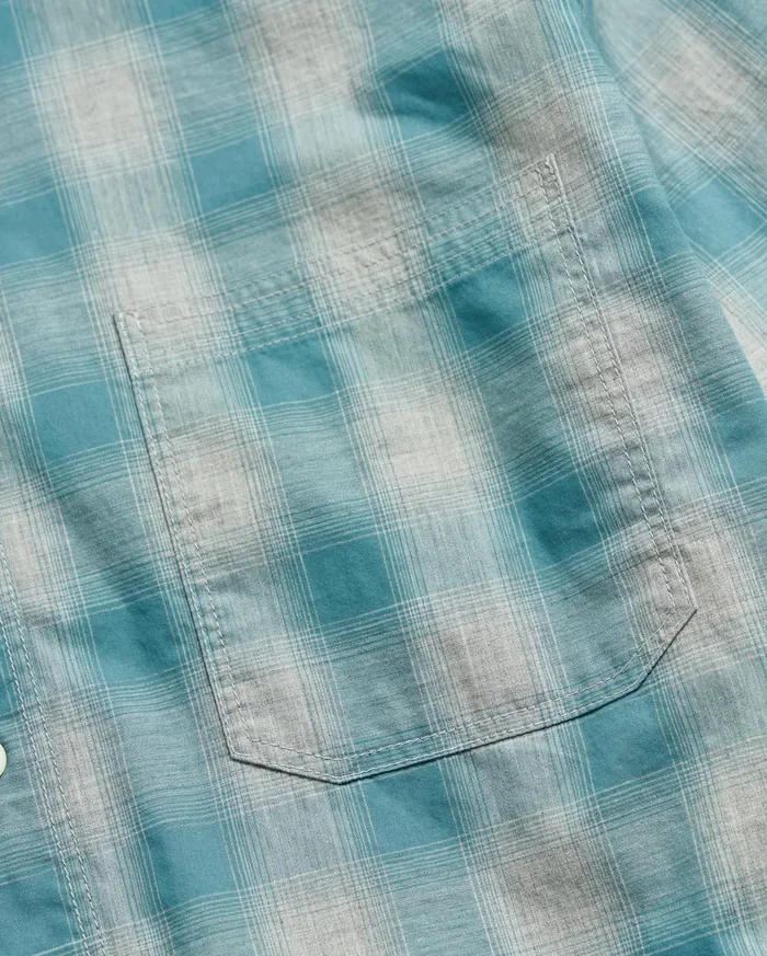 Men Melange Shadow Plaid Tuscumbia Shirt Greysmoke Blue Billy Reid Shirting