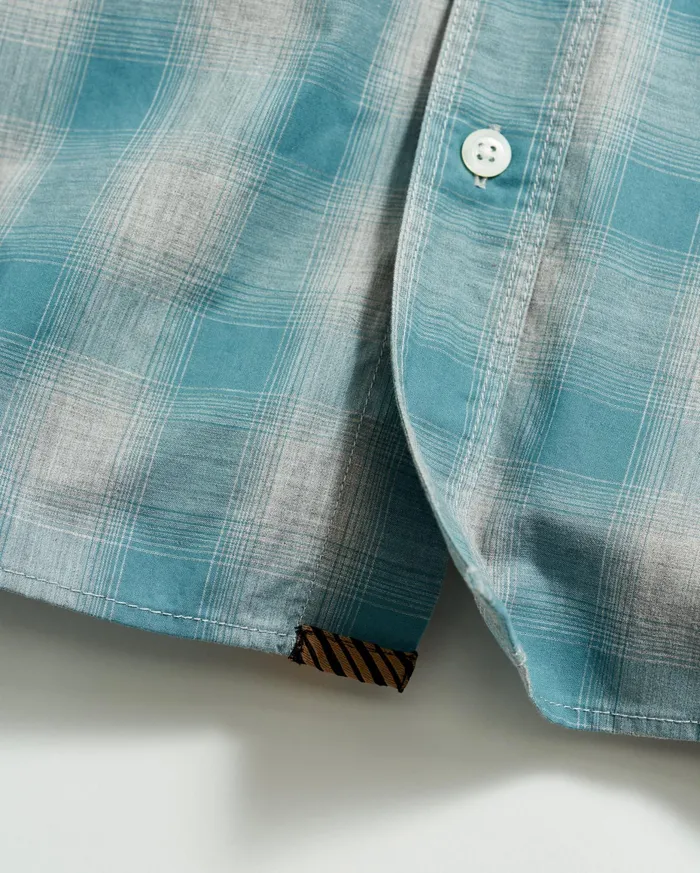 Men Melange Shadow Plaid Tuscumbia Shirt Greysmoke Blue Billy Reid Shirting