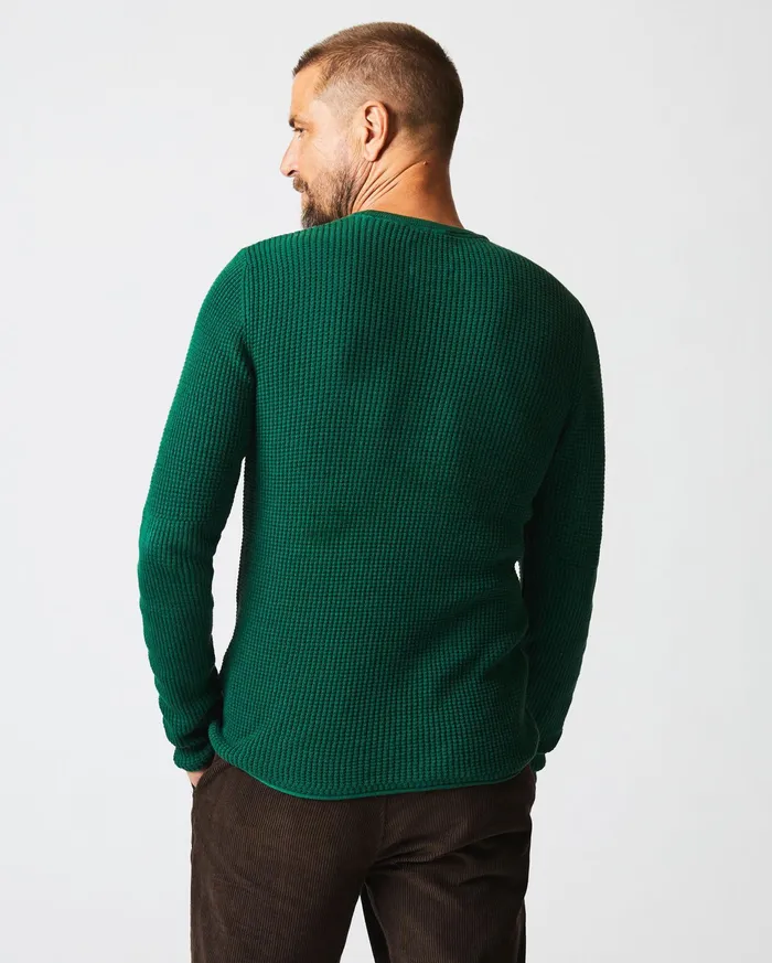 Men Mini Waffle Crew Emerald Billy Reid Sweaters and Sweatshirts