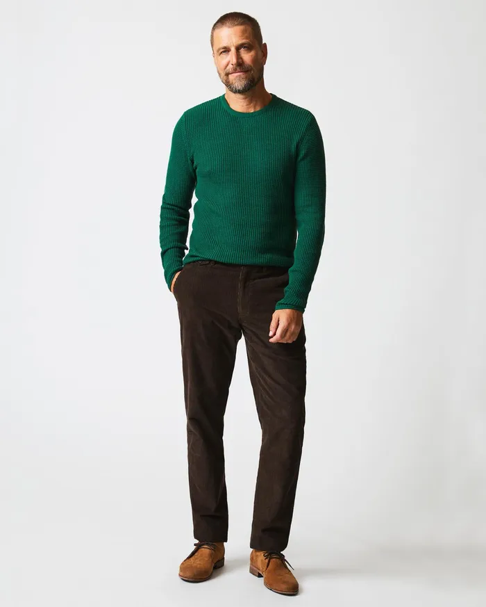 Men Mini Waffle Crew Emerald Billy Reid Sweaters and Sweatshirts