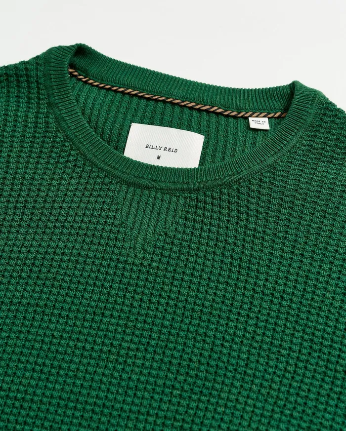 Men Mini Waffle Crew Emerald Billy Reid Sweaters and Sweatshirts