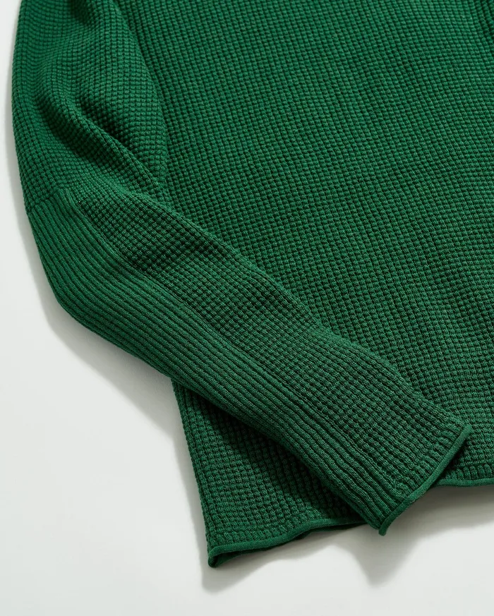 Men Mini Waffle Crew Emerald Billy Reid Sweaters and Sweatshirts