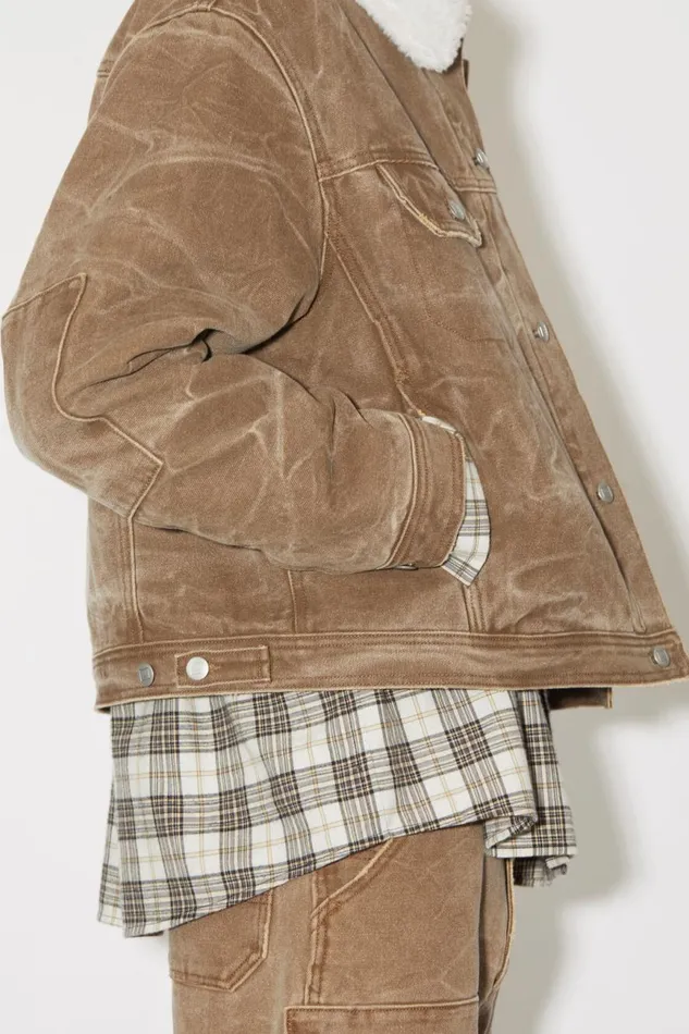 Men Padded Denim Jacket Toffee Brown Acne Studios Outerwear