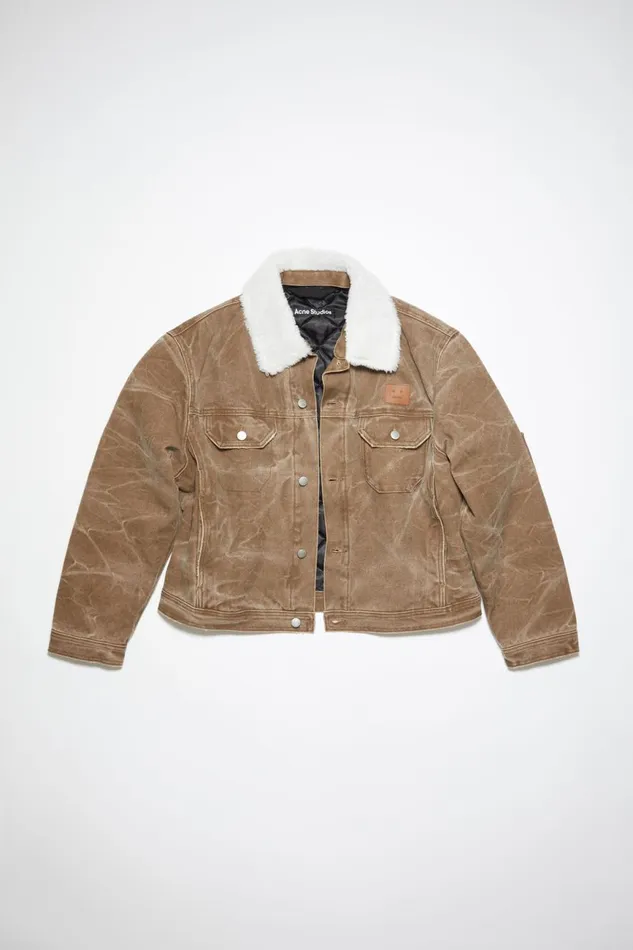 Men Padded Denim Jacket Toffee Brown Acne Studios Outerwear