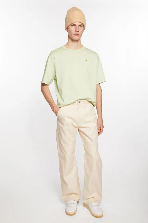 Men Patch Canvas Trousers Oatmeal Melange Acne Studios Trousers