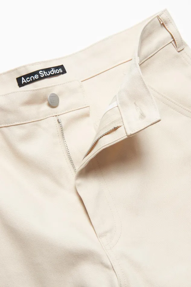 Men Patch Canvas Trousers Oatmeal Melange Acne Studios Trousers