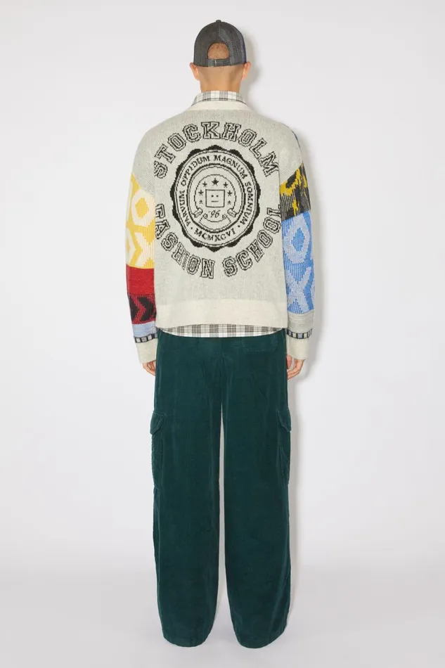Men Patchwork Crew Neck Jumper Cornflower Bluemulti Acne Studios Knitwear