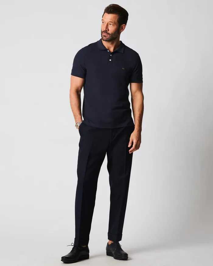 Men Pique Polo Navy Billy Reid Polos Tees and Henleys