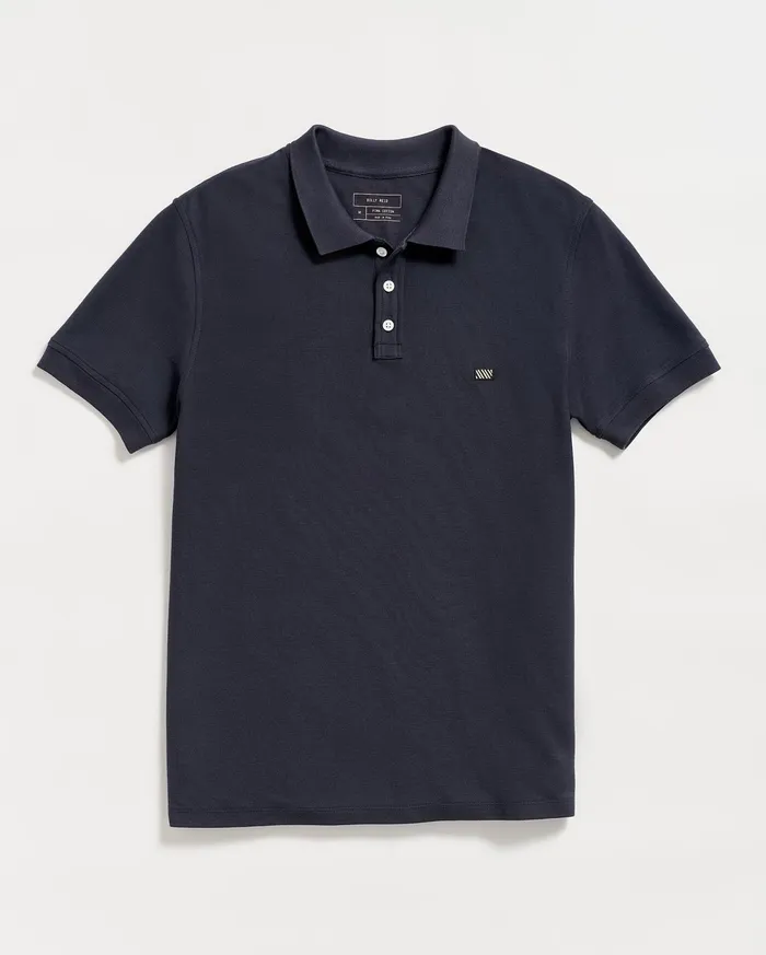 Men Pique Polo Navy Billy Reid Polos Tees and Henleys