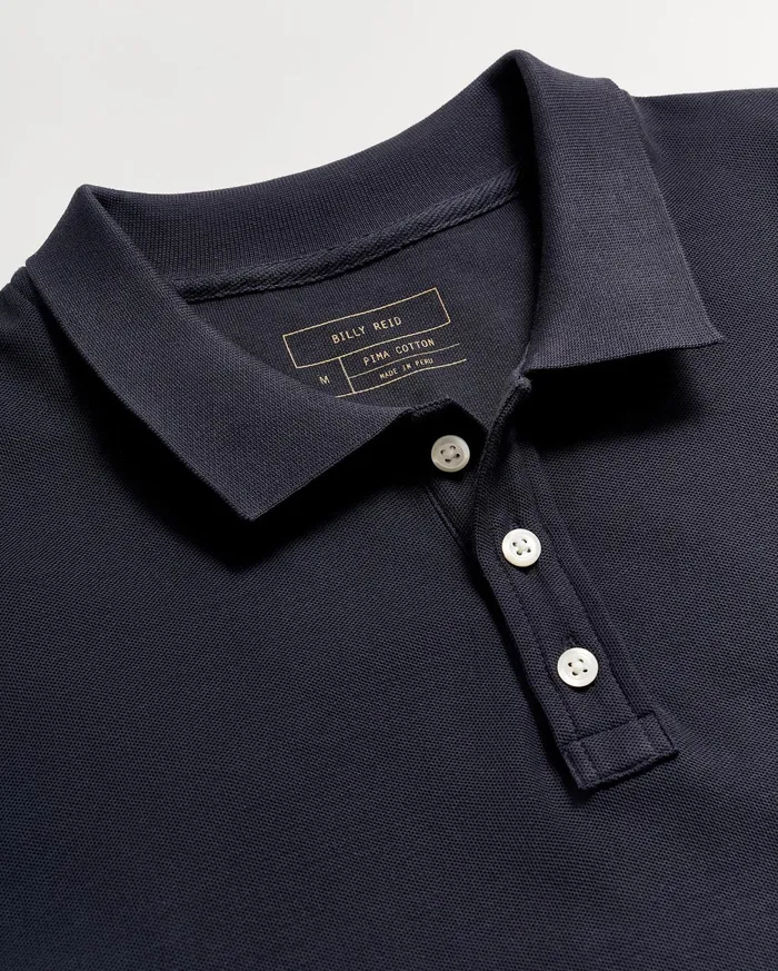 Men Pique Polo Navy Billy Reid Polos Tees and Henleys
