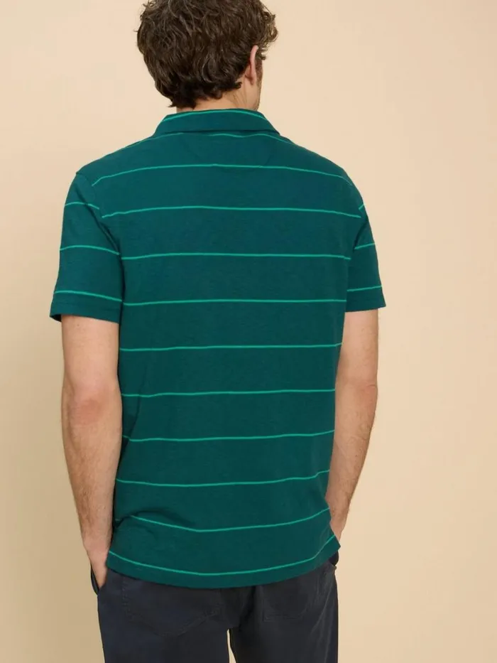 Men POLO SHIRTS White Stuff Jacquard Stripe Polo Teal Multi