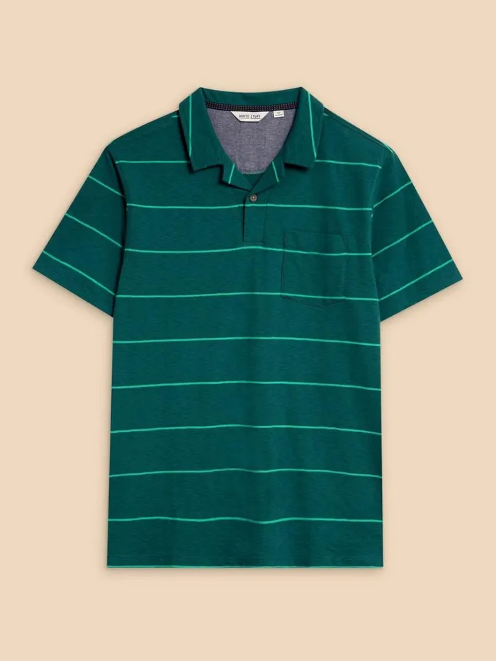 Men POLO SHIRTS White Stuff Jacquard Stripe Polo Teal Multi