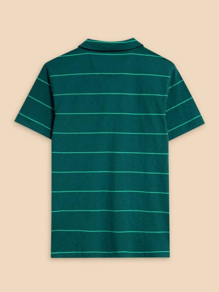 Men POLO SHIRTS White Stuff Jacquard Stripe Polo Teal Multi