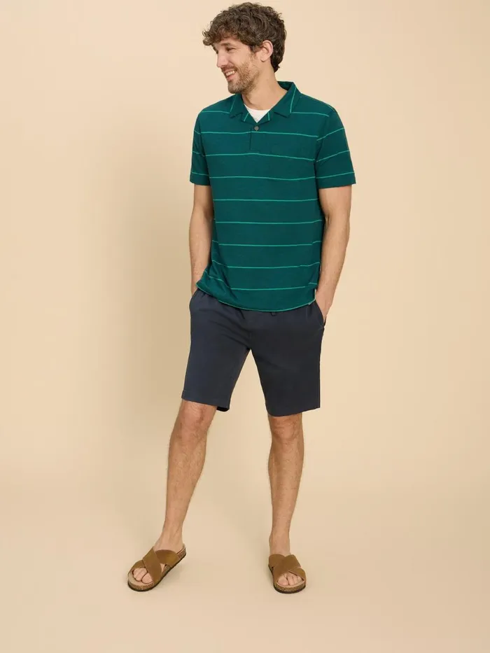 Men POLO SHIRTS White Stuff Jacquard Stripe Polo Teal Multi