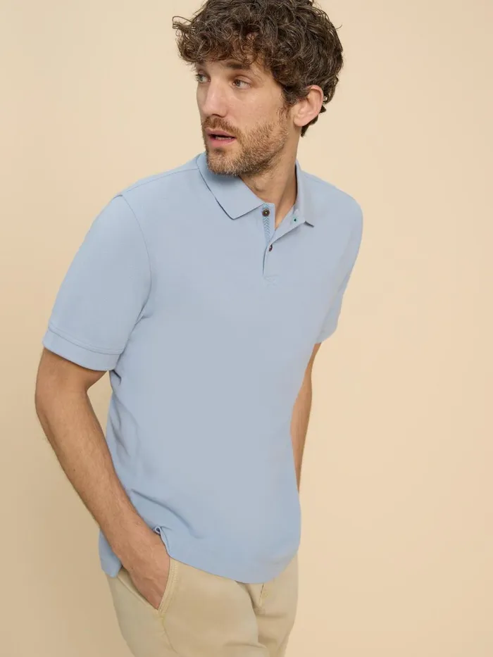 Men POLO SHIRTS White Stuff Utility Polo Light Blue Men POLO SHIRTS White Stuff Utility Polo Light Blue
