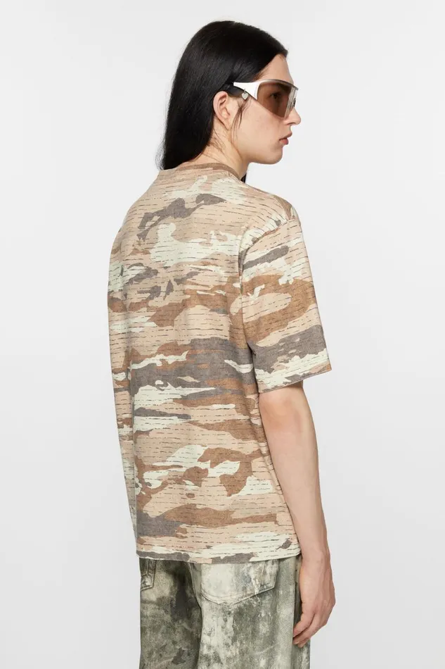 Men Print Logo Tshirt Cacao Brown Acne Studios Tshirts