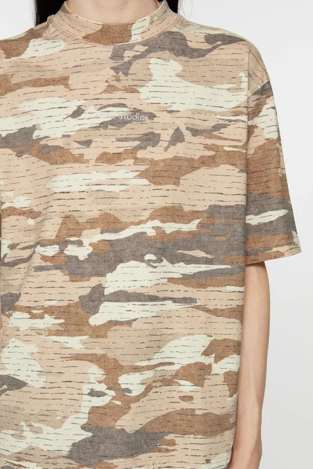 Men Print Logo Tshirt Cacao Brown Acne Studios Tshirts
