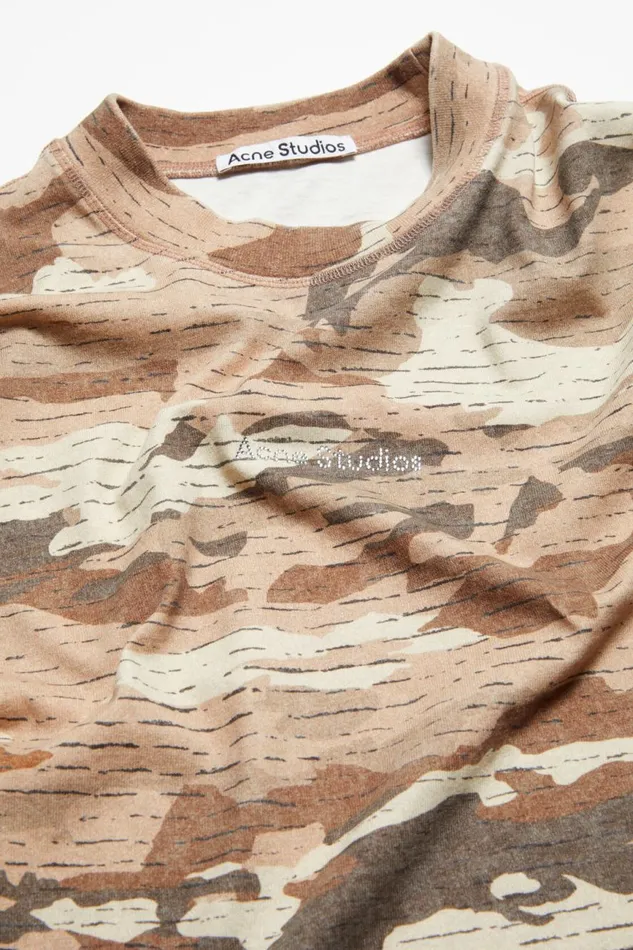 Men Print Logo Tshirt Cacao Brown Acne Studios Tshirts