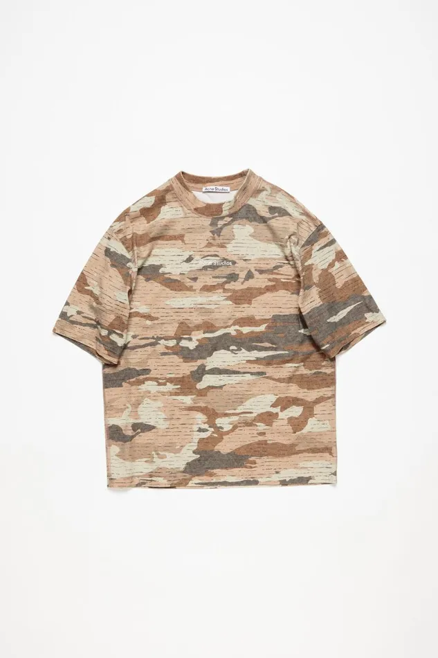 Men Print Logo Tshirt Cacao Brown Acne Studios Tshirts