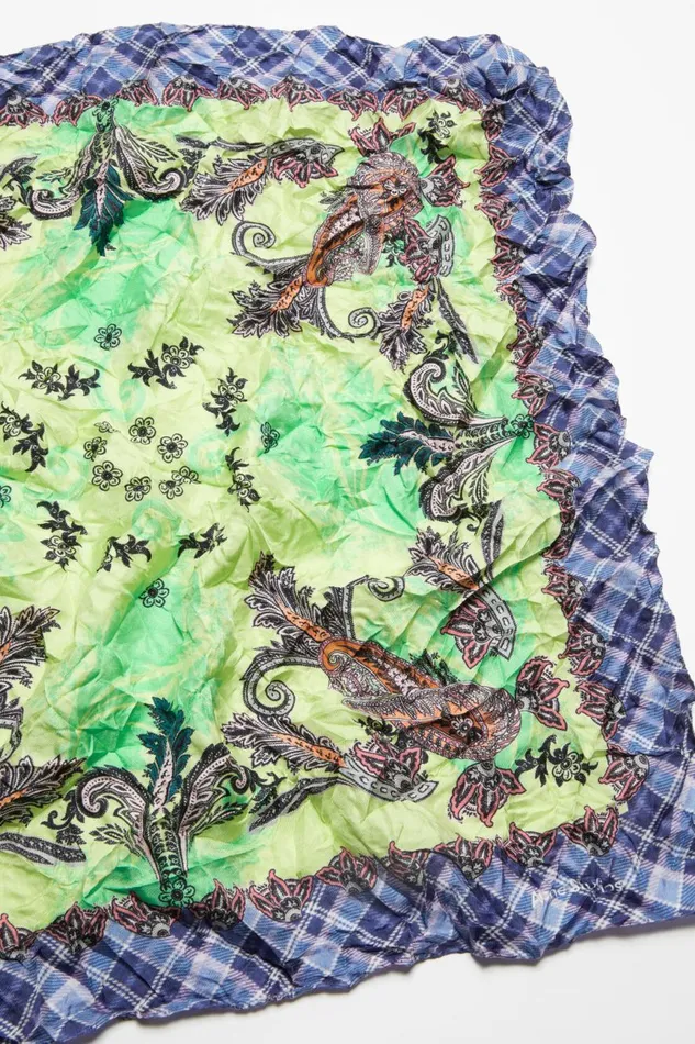 Men Print Silk Scarf Greenblue Acne Studios Scarves
