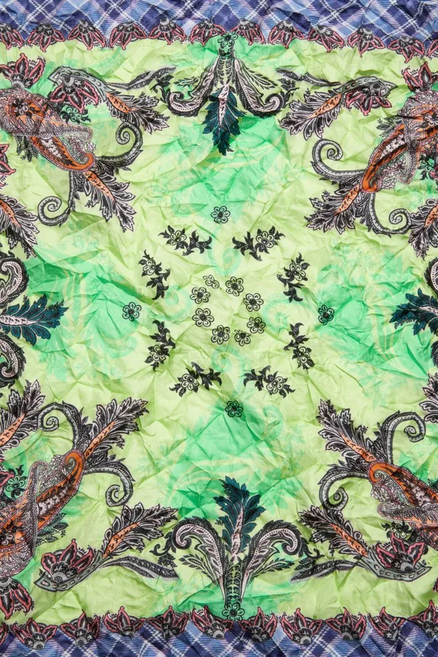 Men Print Silk Scarf Greenblue Acne Studios Scarves