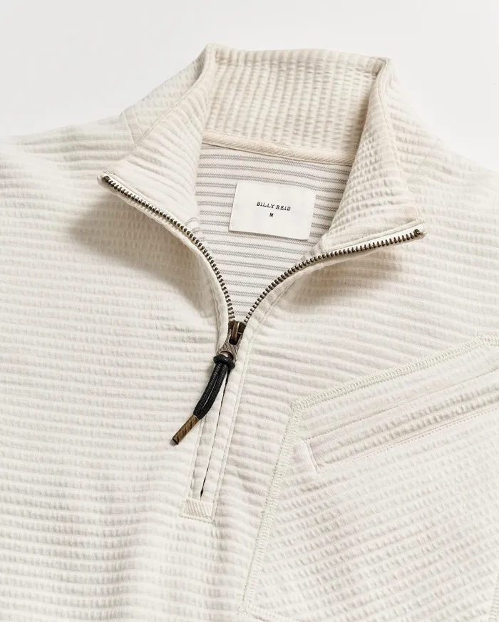 Men Quilted Half Zip Tinted White Billy Reid Sweaters and Sweatshirts