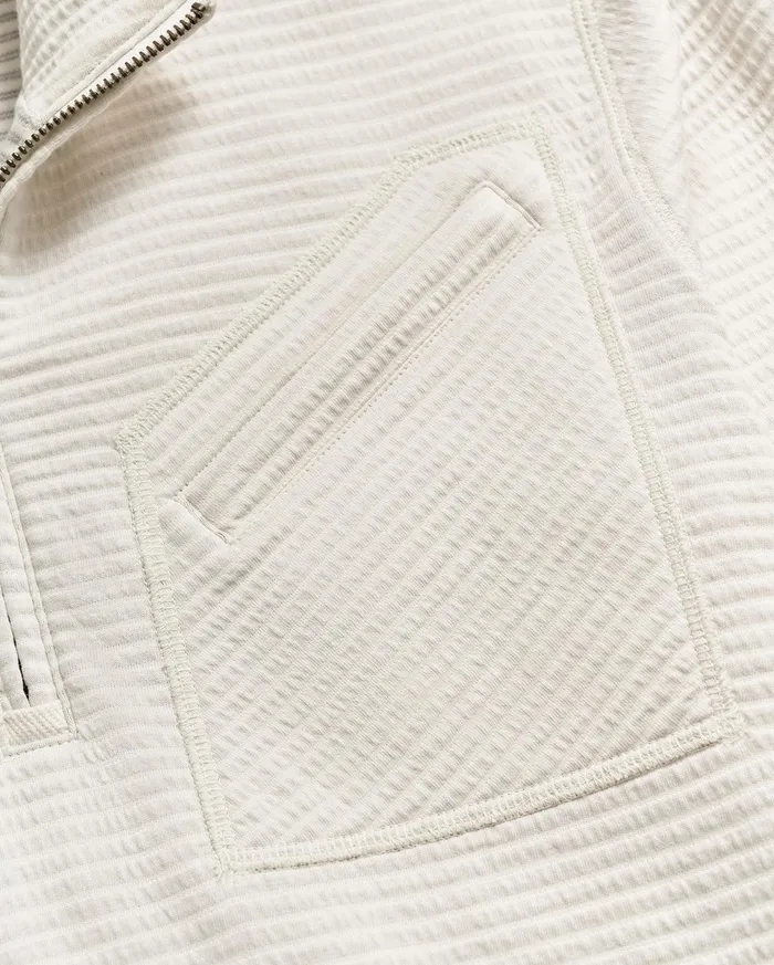 Men Quilted Half Zip Tinted White Billy Reid Sweaters and Sweatshirts