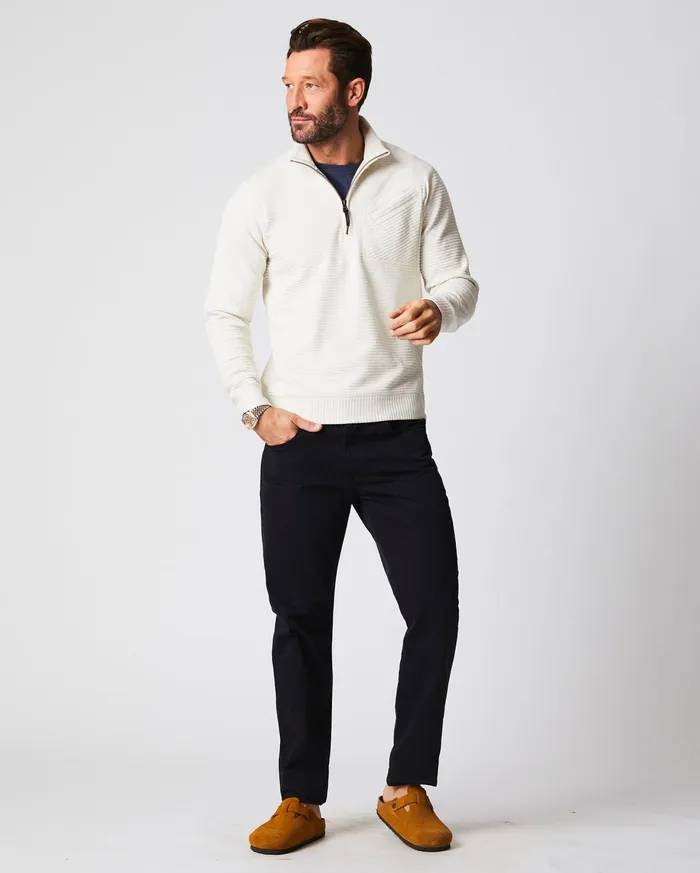 Men Quilted Half Zip Tinted White Billy Reid Sweaters and Sweatshirts