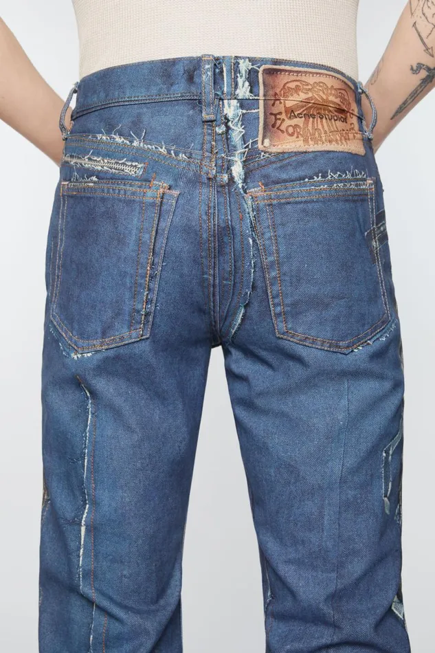 Men Regular Fit Jeans 8211 2024M Mid Blue Acne Studios Trousers