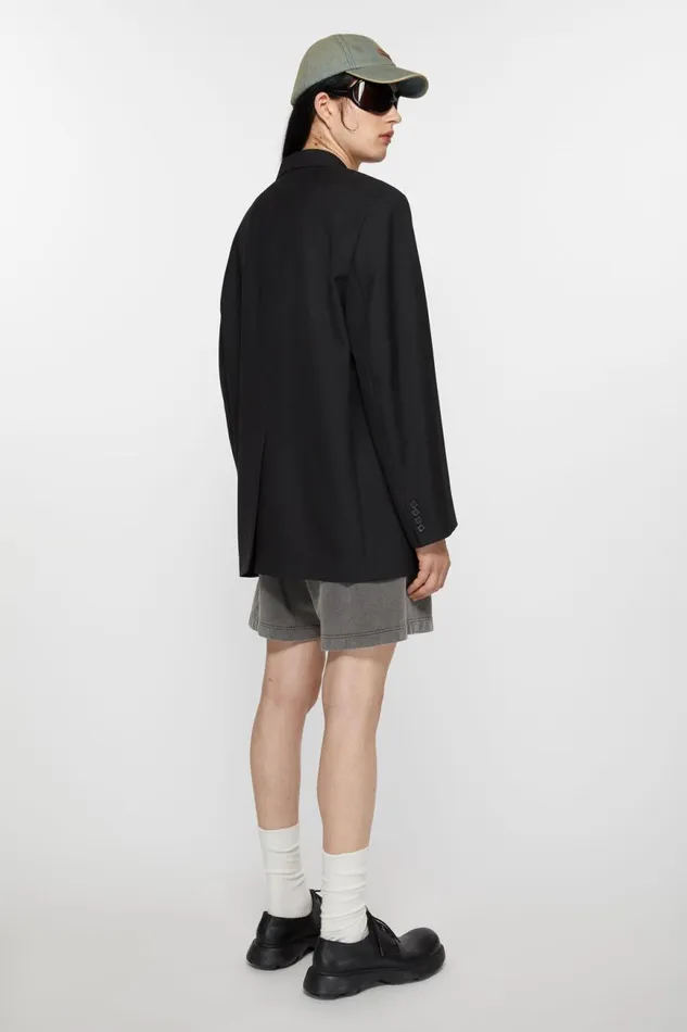 Men Relaxed Fit Suit Jacket Black Acne Studios Outerwear