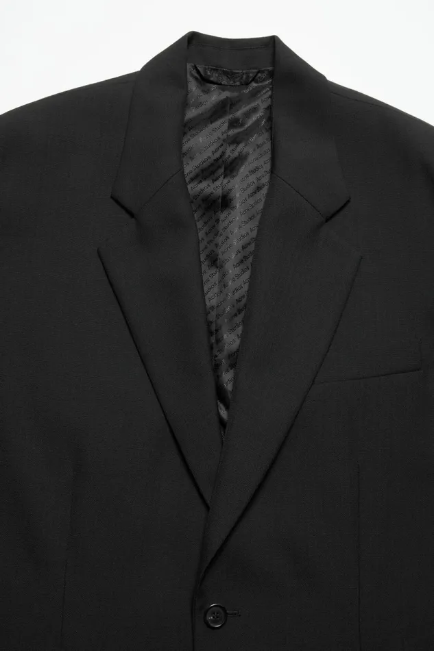 Men Relaxed Fit Suit Jacket Black Acne Studios Outerwear