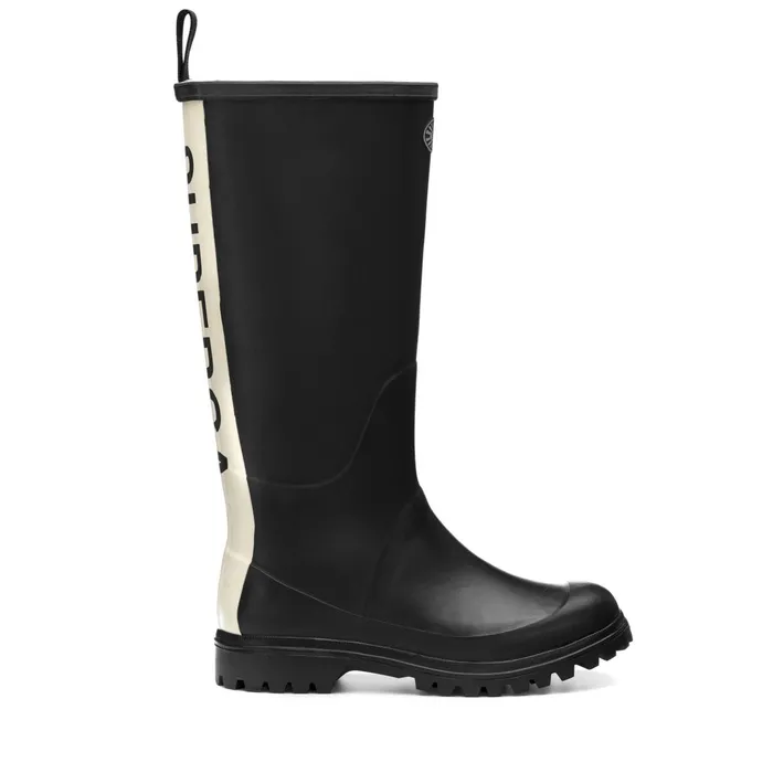 Men Rubber Boots Unisex 799 RUBBER BOOTS LETTERING High Cut BLACK Superga Gumboots