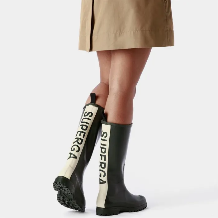 Men Rubber Boots Unisex 799 RUBBER BOOTS LETTERING High Cut GREEN SHERWOOD Superga Gumboots