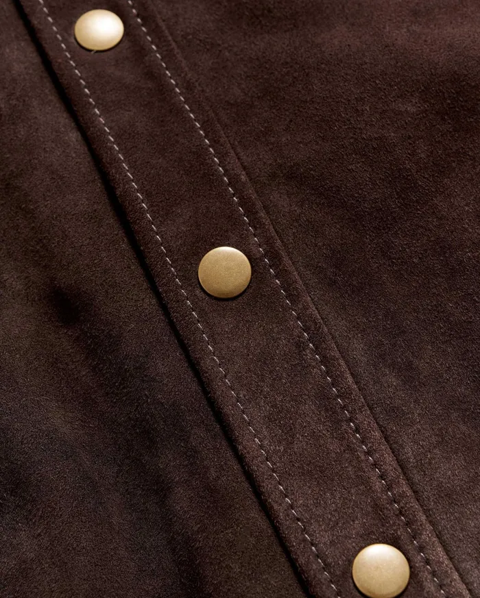 Men Savoy Suede Workshirt Chocolate Billy Reid Shirting
