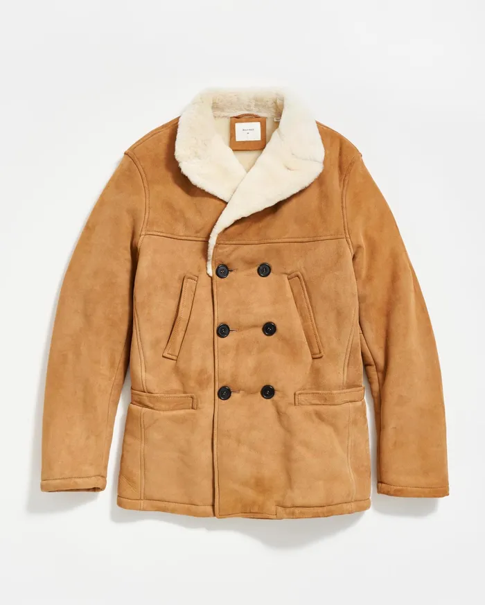 Men Shearling Bond Peacoat Honey Billy Reid Jackets and Outerwear
