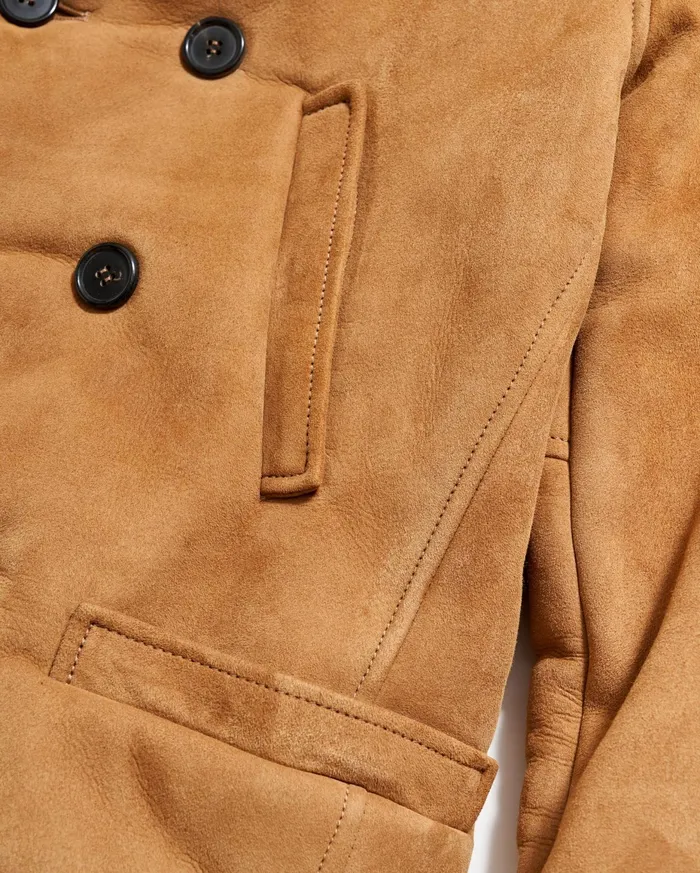 Men Shearling Bond Peacoat Honey Billy Reid Jackets and Outerwear