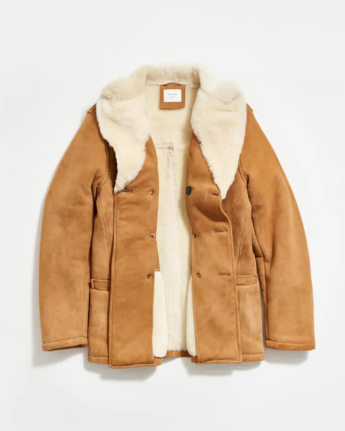 Men Shearling Bond Peacoat Honey Billy Reid Jackets and Outerwear