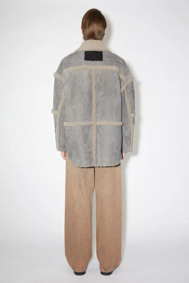 Men Shearling Jacket Taupe Grey Acne Studios Outerwear