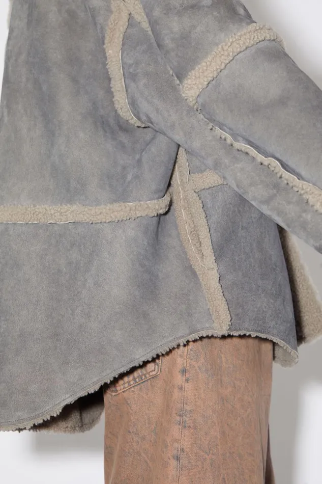 Men Shearling Jacket Taupe Grey Acne Studios Outerwear