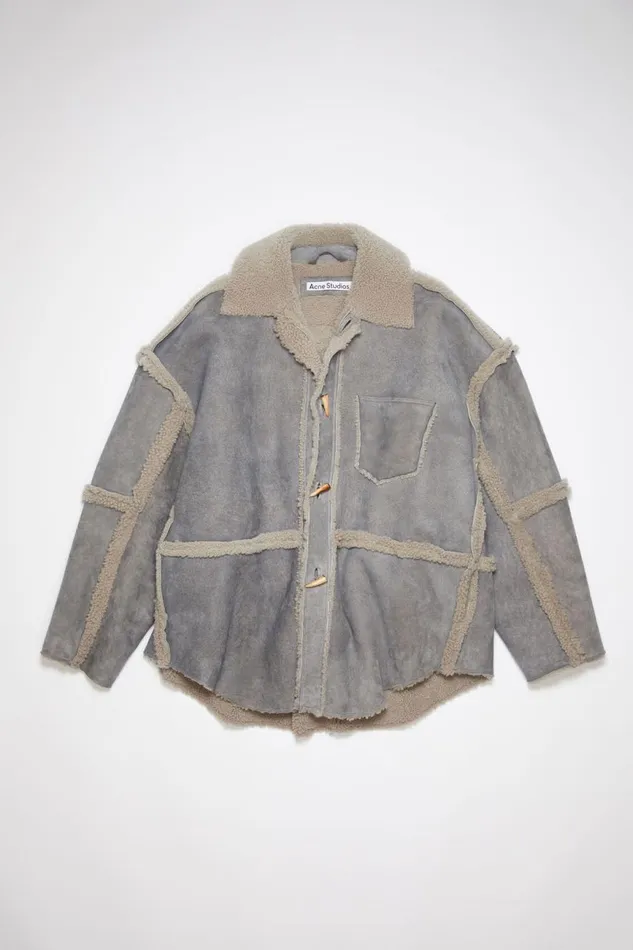 Men Shearling Jacket Taupe Grey Acne Studios Outerwear
