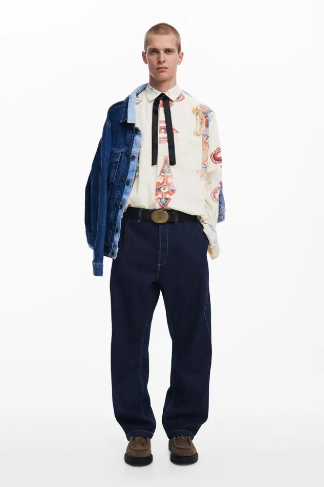 Men Shirts Desigual Ethnic Long Sleeve Shirt