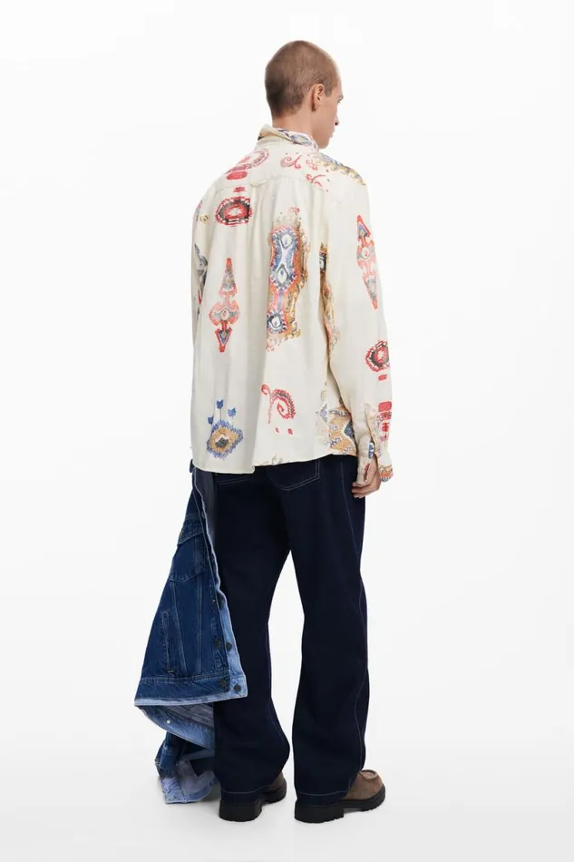 Men Shirts Desigual Ethnic Long Sleeve Shirt