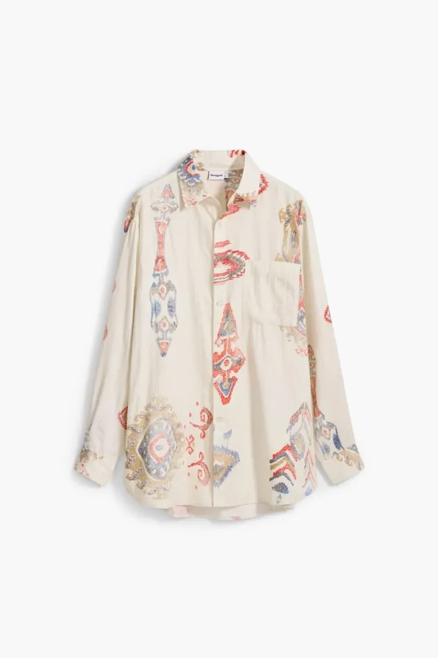 Men Shirts Desigual Ethnic Long Sleeve Shirt