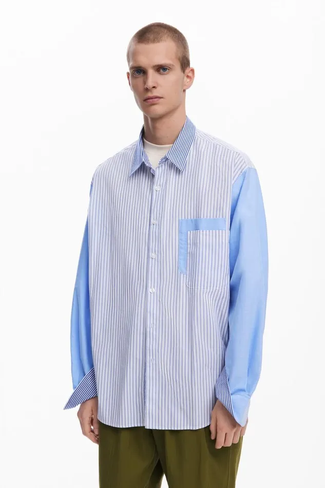 Men Shirts Desigual Patchwork Combined Shirt
